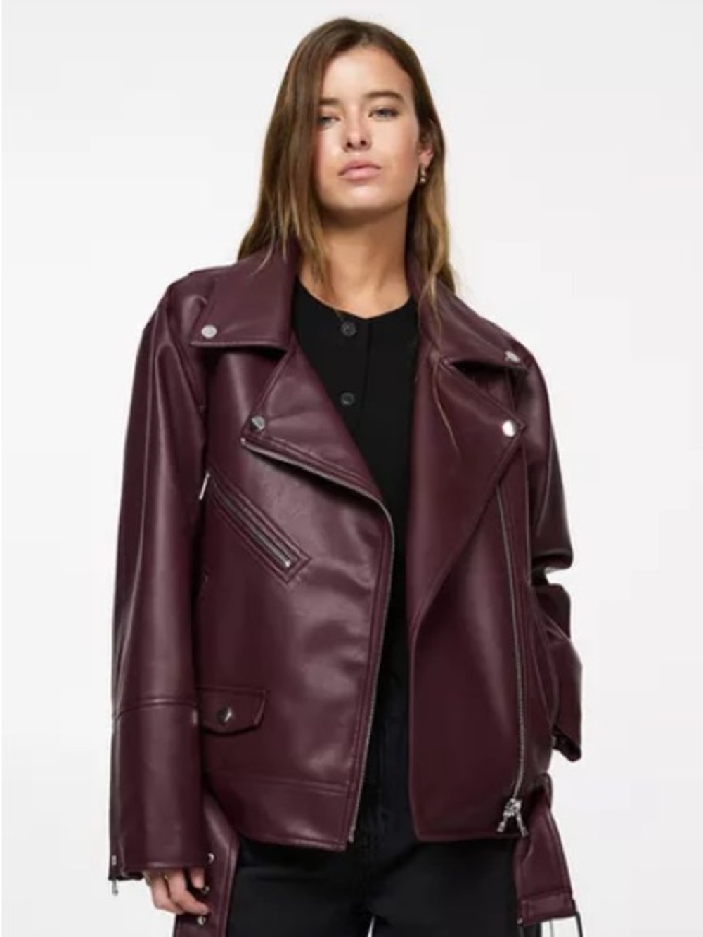 Pull&Bear Burgundy Biker Jacket